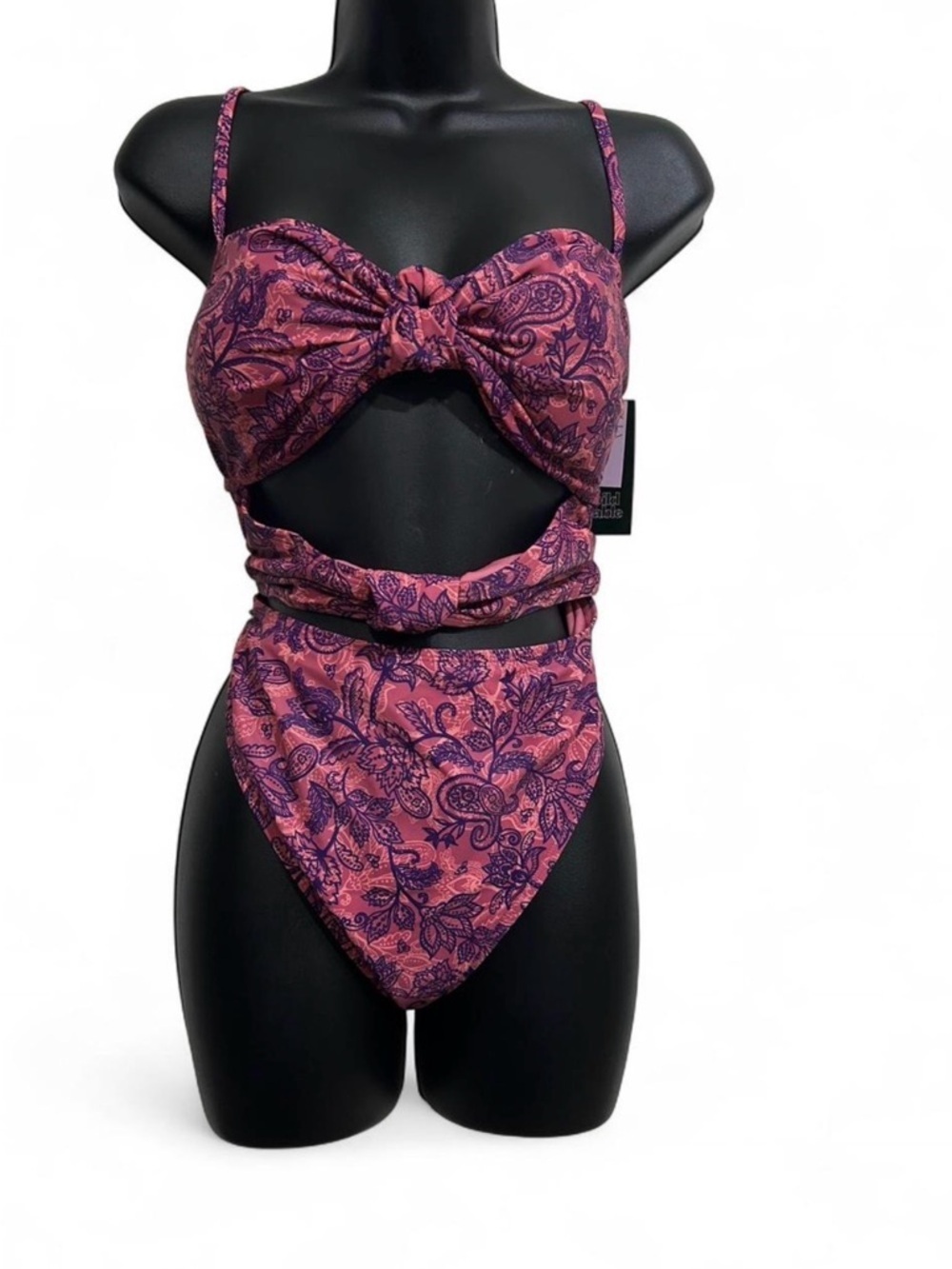 Wild Fable Pink Paisley Cutout Bikini- One Piece